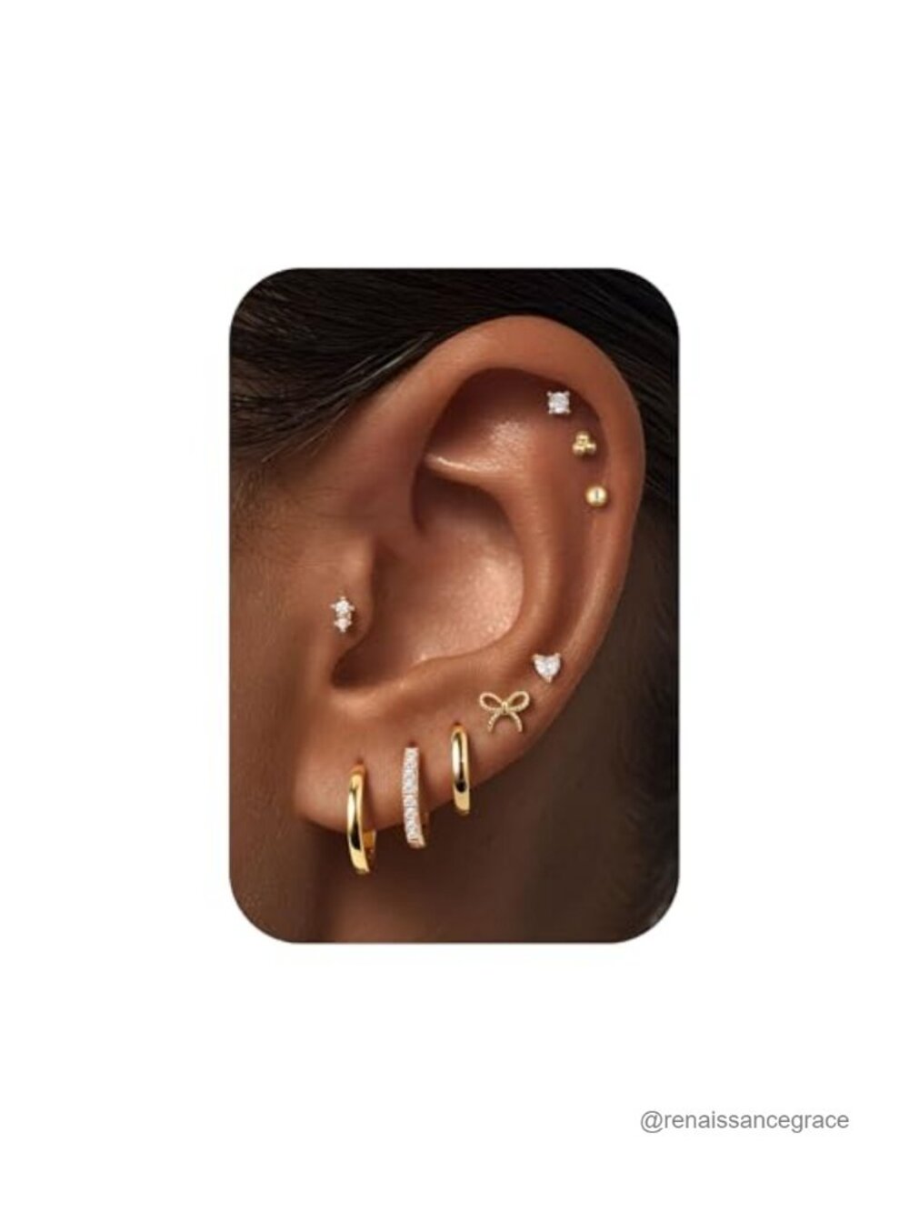 9 Pairs Flat Back Earring Stack Set for Women Teen Girls Hypoallergenic 316L